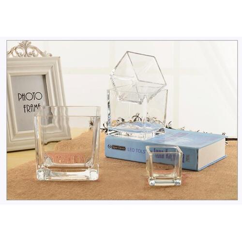 Micro landscape container decoration transparent square succulent flower pot glass hydroponic vessel square cylinder vase glass bottle