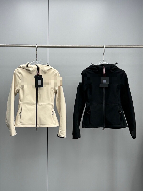 052011 Women's New Style Slim-Fit Hooded Outdoor Jacket with Rubberized Stand-Up Collar and Hood, Softshell Windbreaker