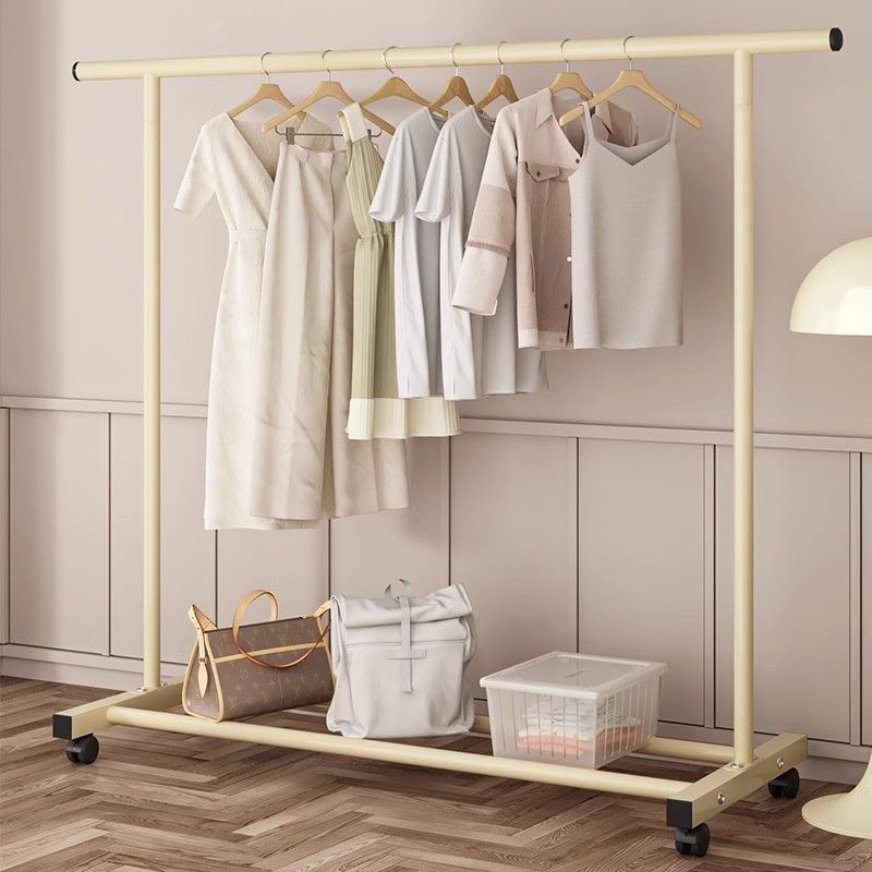 Coat Rack Floor-Standing Home Bedroom Mobile Cream Clothes Simple Dormitory Clothes Hanger Balcony Clothes Drying Rack Vertical Factory