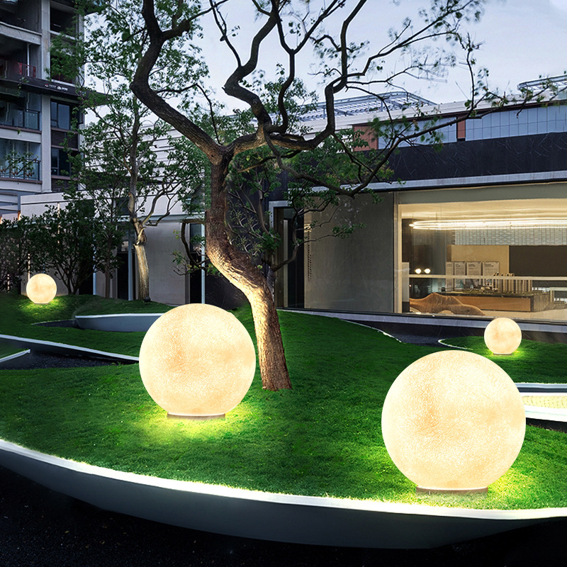 Outdoor lawn lamp, villa landscape garden creative commercial exhibition hall coffee shop courtyard moon floor lamp