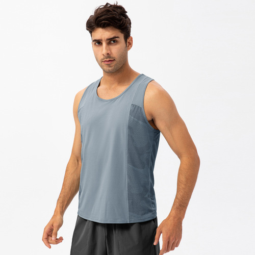 Spring and summer men's sports vest loose T-shirt breathable quick-drying fitness clothing outdoor running training vest 21112