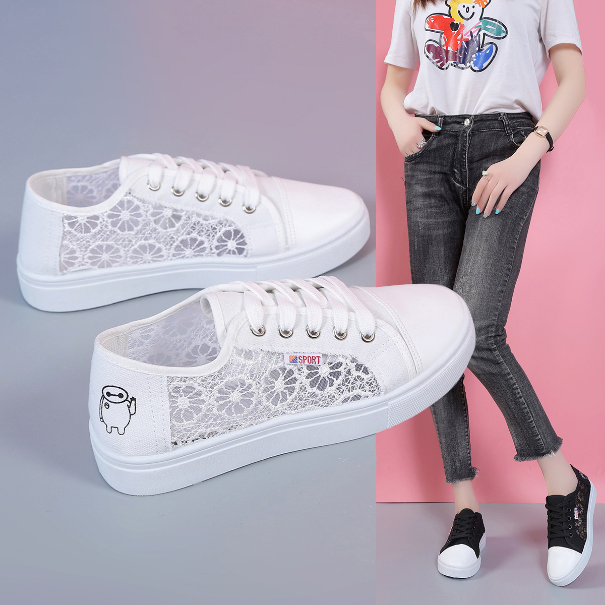 凉鞋女2023新款年轻漂亮流行时尚网鞋百搭板鞋学生女鞋运动休闲鞋