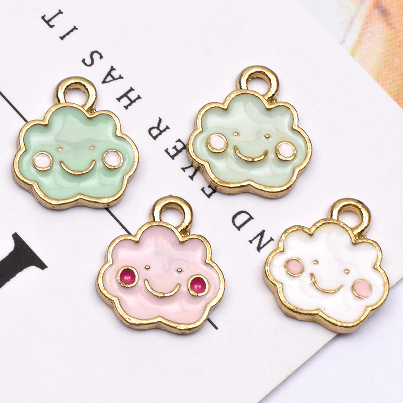 Enamel Design 10 PCS/Package Alloy Clouds Face