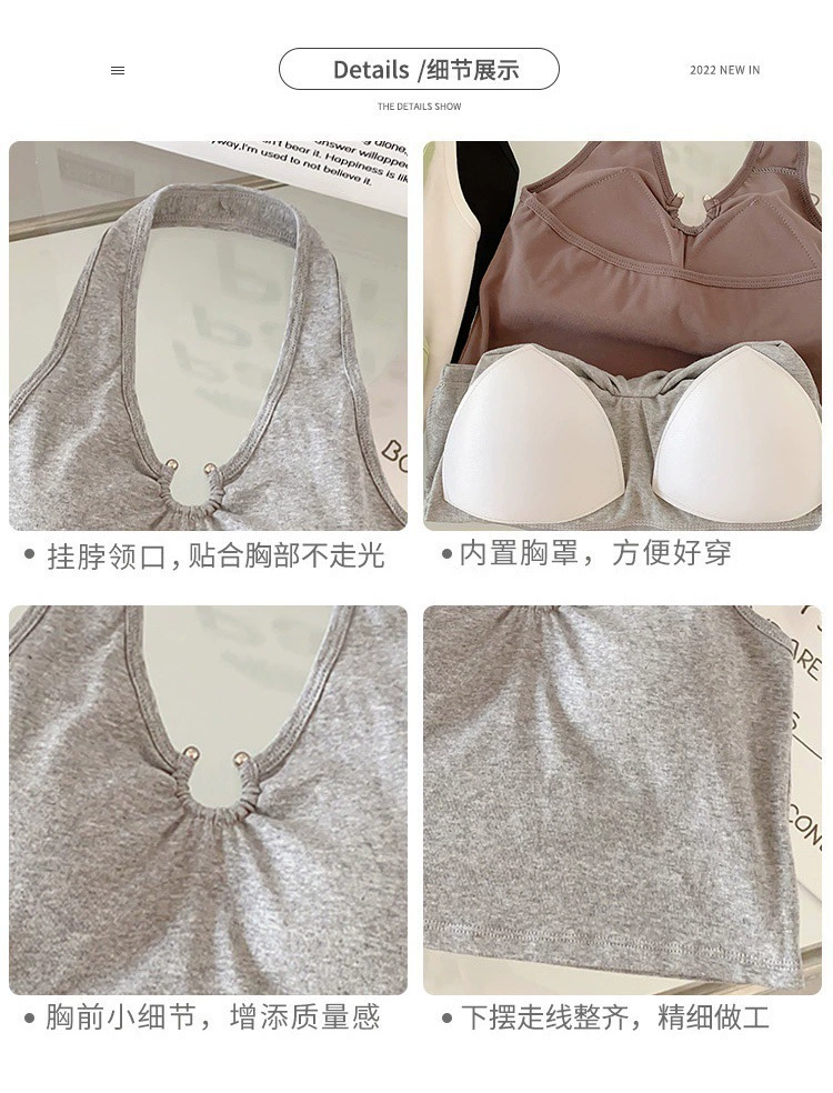 [Translation required for input: Cotton sexy metal design T-shirt, V-neckline, tight, backless, for small vest]