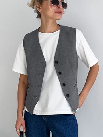 2024 principios de la primavera nuevo gris de cercanías chaleco abrigo de personalidad femenina moda casual todo partido transfronterizo simple estilo europeo y americano