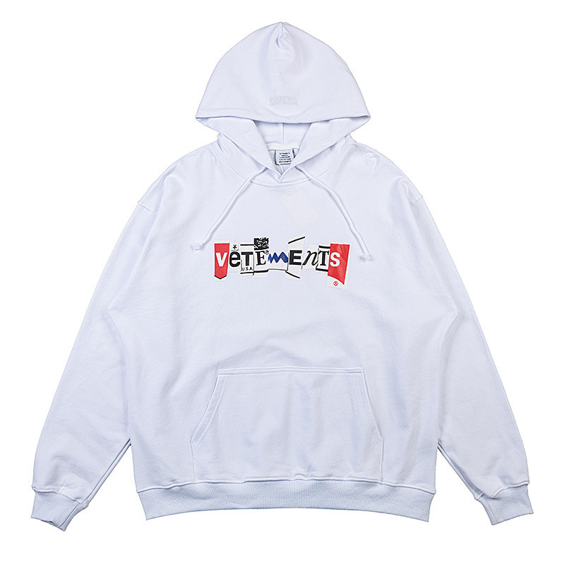 Women's Clothing lucky letter printed washed and distressed long sleeved hooded sweatshirt _voghion.com