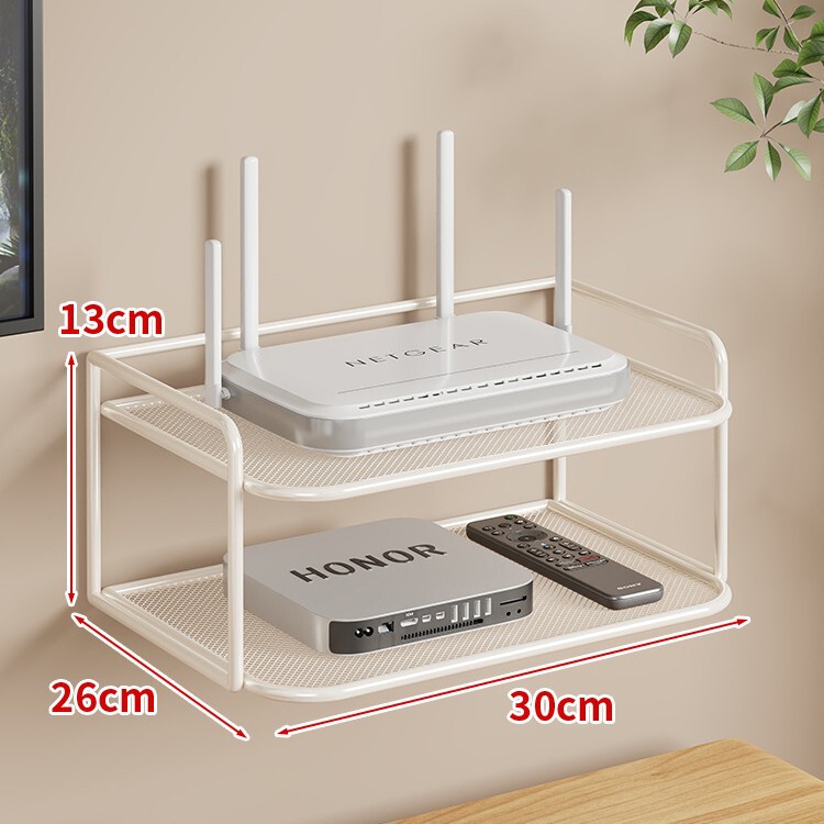 路由器放置架wifi整理架墙上免打孔机顶盒收纳盒壁挂式分层储物盒|undefined
