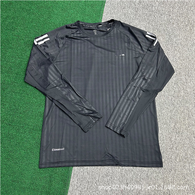 Comercio exterior nuevo deporte correr entrenamiento de acondicionamiento físico hielo elástico rápido secado atletismo hombre camiseta deportiva de manga larga camiseta