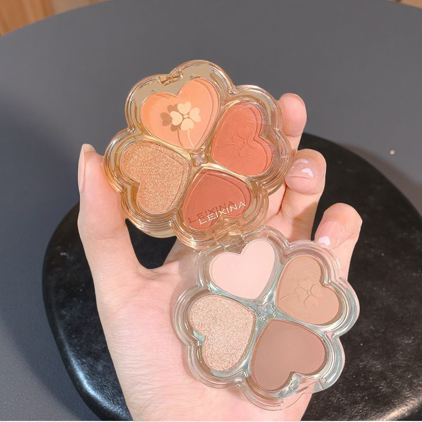 Lucky Four-Leaf Clover Multi-Color Eyeshadow Palette, Fine Powder Texture, Easy to Apply, Matte and Pearlescent Earth Tones, Smudge-Proof and Not Easy to Smudge