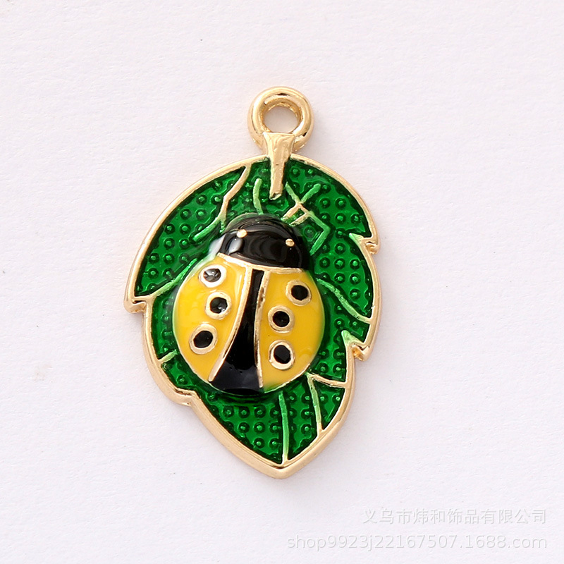 卡通夏日风菊花可爱昆虫滴油合金彩色瓢虫手工diy吊坠耳饰品配件|undefined