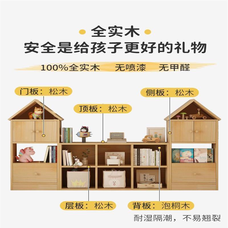 实木儿童书架置物架落地客厅储物柜玩具展示收纳柜靠墙组合矮书柜|undefined