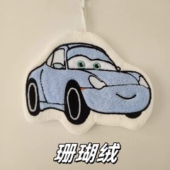卡通刺绣可爱汽车擦手巾挂式加厚吸水速干卫生间厨房毛巾儿童手帕