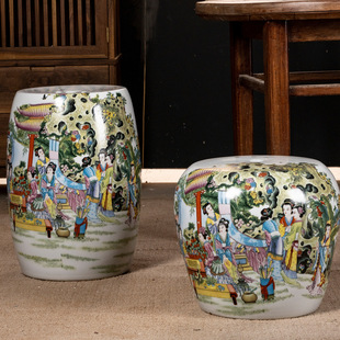 Yutong Home "Twelve Gold Hairpins" Ming and Qing Classical Ceramic Drum Stool Coffee Table Stool Antique Ceramic Stool Tea Room Stool