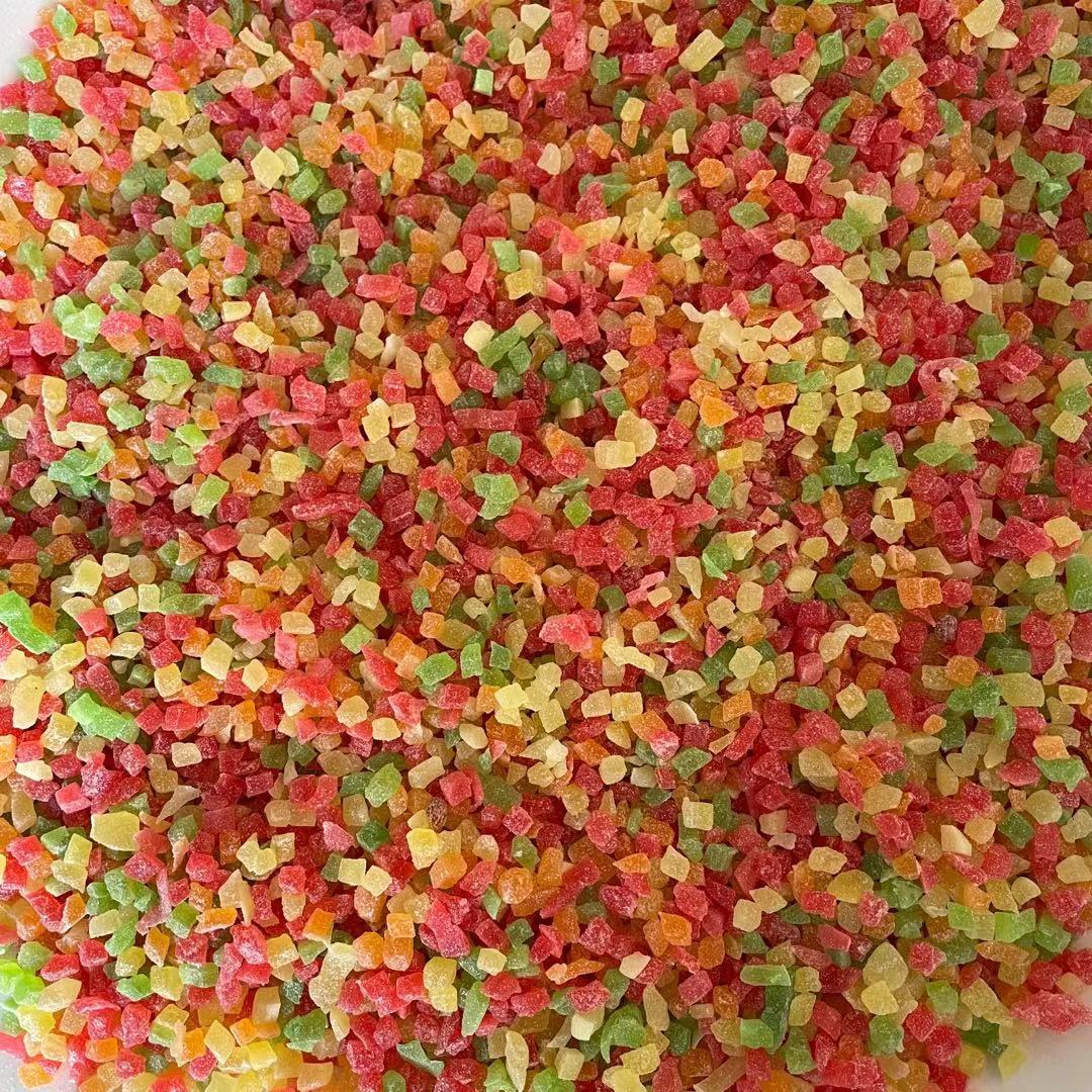 直销5MM彩色木瓜粒小颗粒木瓜丁水果丁面包糕点原料凉果蜜饯食品