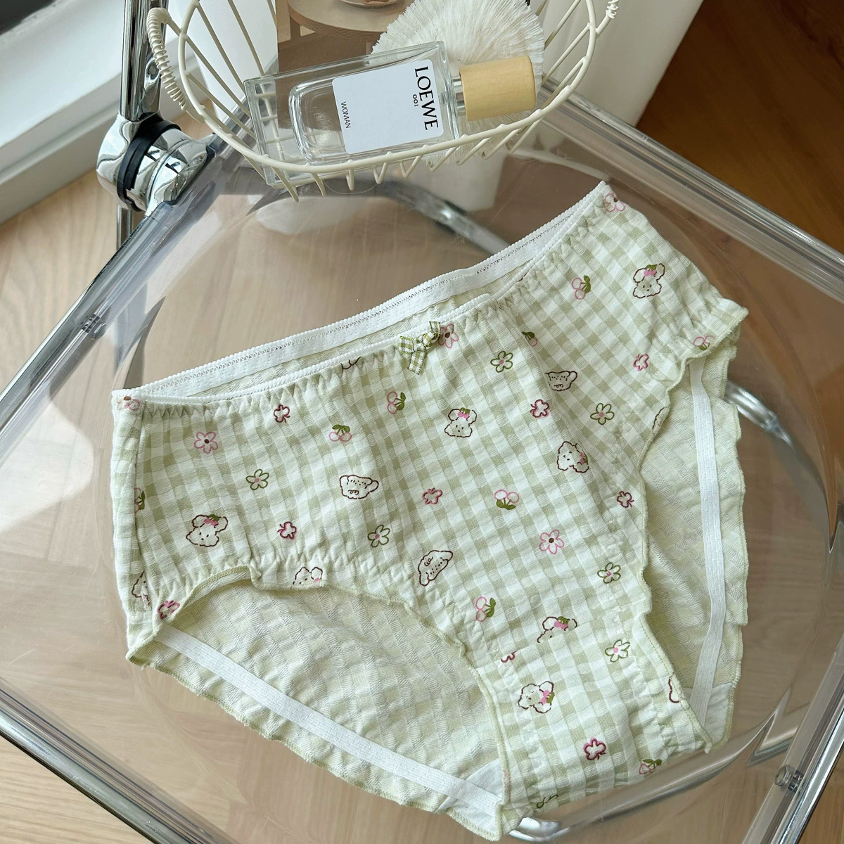N8057 Fat MM Bubble Lauret милая девушка, поясной штанги, хлопковый средний уровень талии, низкая талия, японское сладкое женское нижнее белье