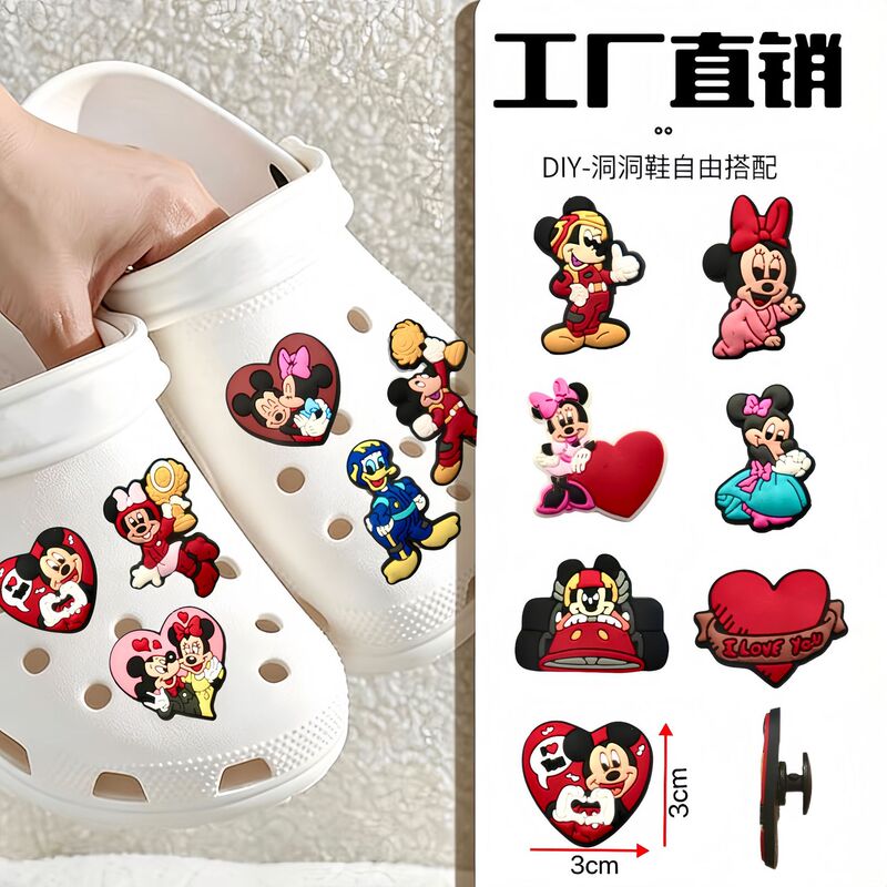 Mickey Minnie hole shoes shoes flower shoe buckle diy shoes flower soft rubber PVC shoes new cross-border wholesale