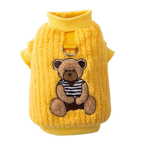 Autumn and winter thickened warm striped bear fleece traction Teddy Bichon small and medium-sized dogs and cats pet clothes