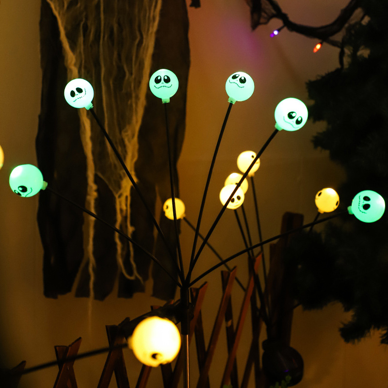 Lámpara LED solar de Halloween luminosa calabaza de cara fiesta al aire libre decoración de patio de atmósfera festiva string de lámparas