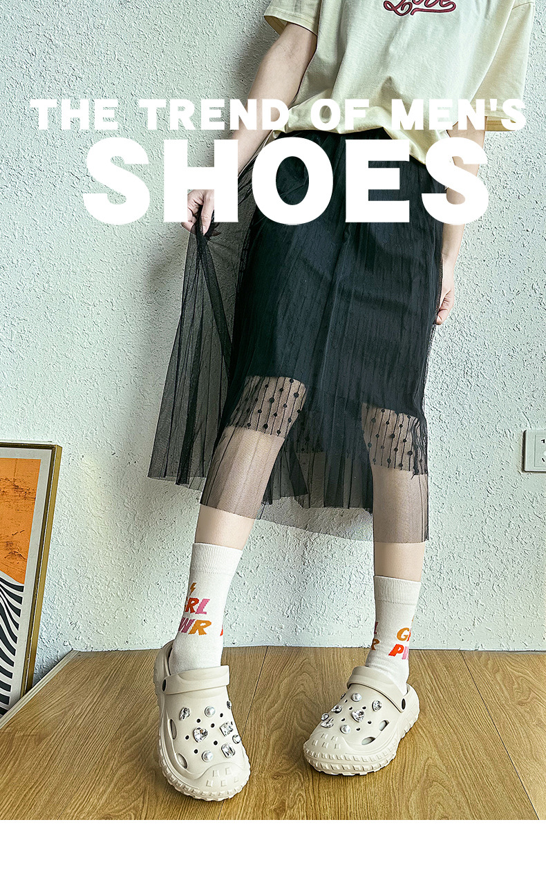 Croc scarpe da donna 2024 estate nuovo con suola spessa antiscivolo Baotou trascinare diamante fai da te abbigliamento esterno casual spiaggia pantofole EVA_voghion.com