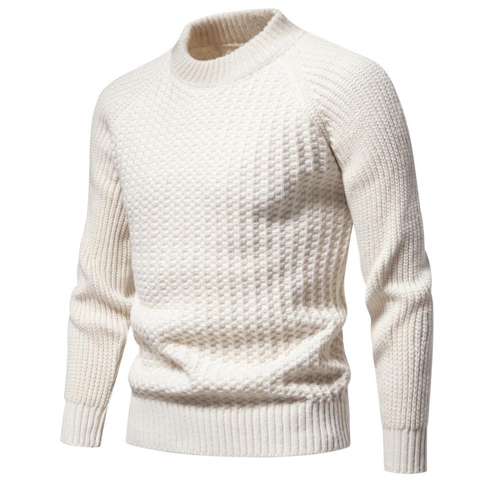 Neuer Strickpullover für Herren im Herbst und Winter, modisch und warm, solider Rundhalspullover, Slim-Fit-Pullover_voghion.com