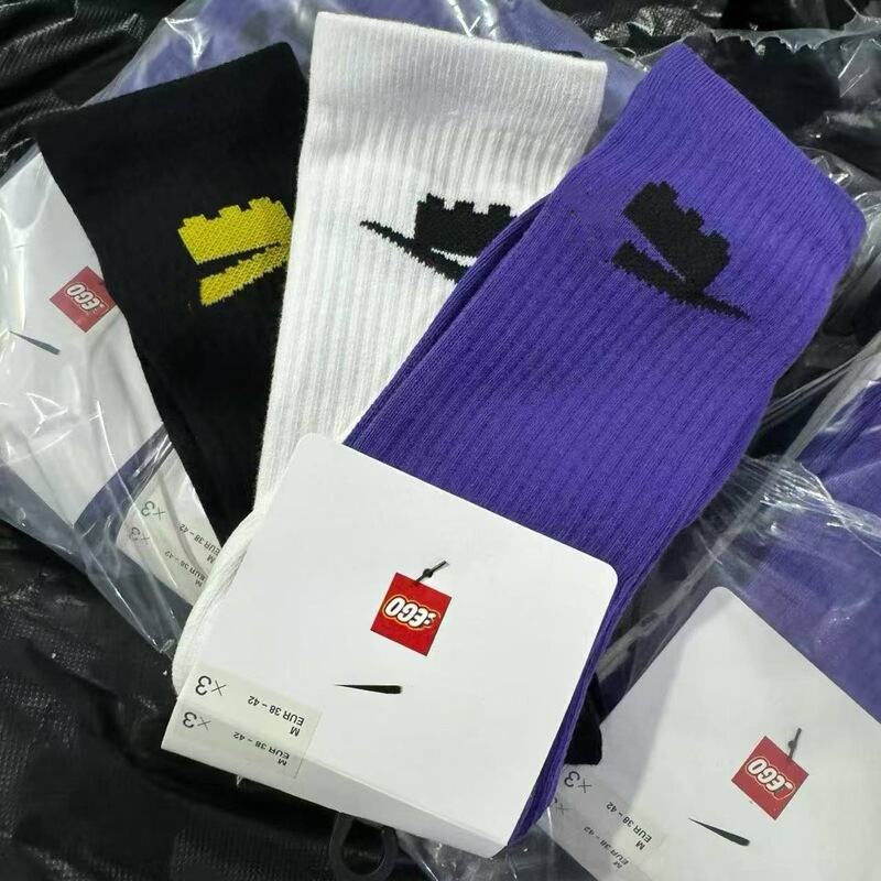 Suwan Next Building Block Lego Color Collaboration Thin Long Tube Sports Cotton Socks for Men and Women, All-Season High Tube Cotton Socks