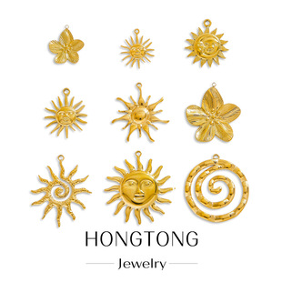 Amazon Cross-Border Summer New Sun Flower Pendant Stainless Steel Vacuum Plating Simple DIY Jewelry Accessories