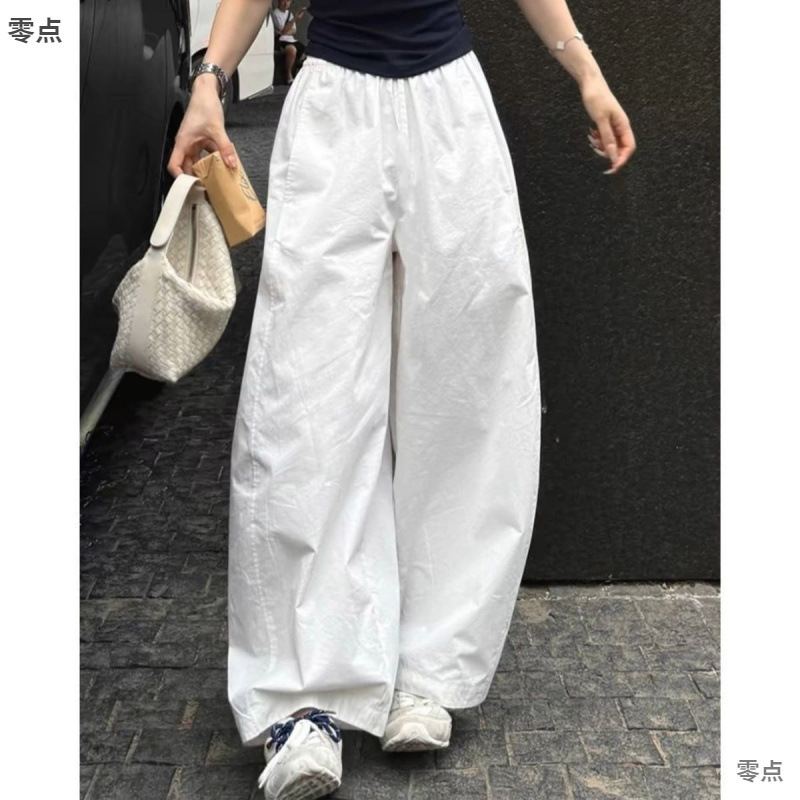 ビッグブランドの多用途の女性のパンツミニマリストの白いワイドレッグパンツ女性のための春と夏の2025新しいルーズで多用途のスリムカジュアルパンツ|undefined