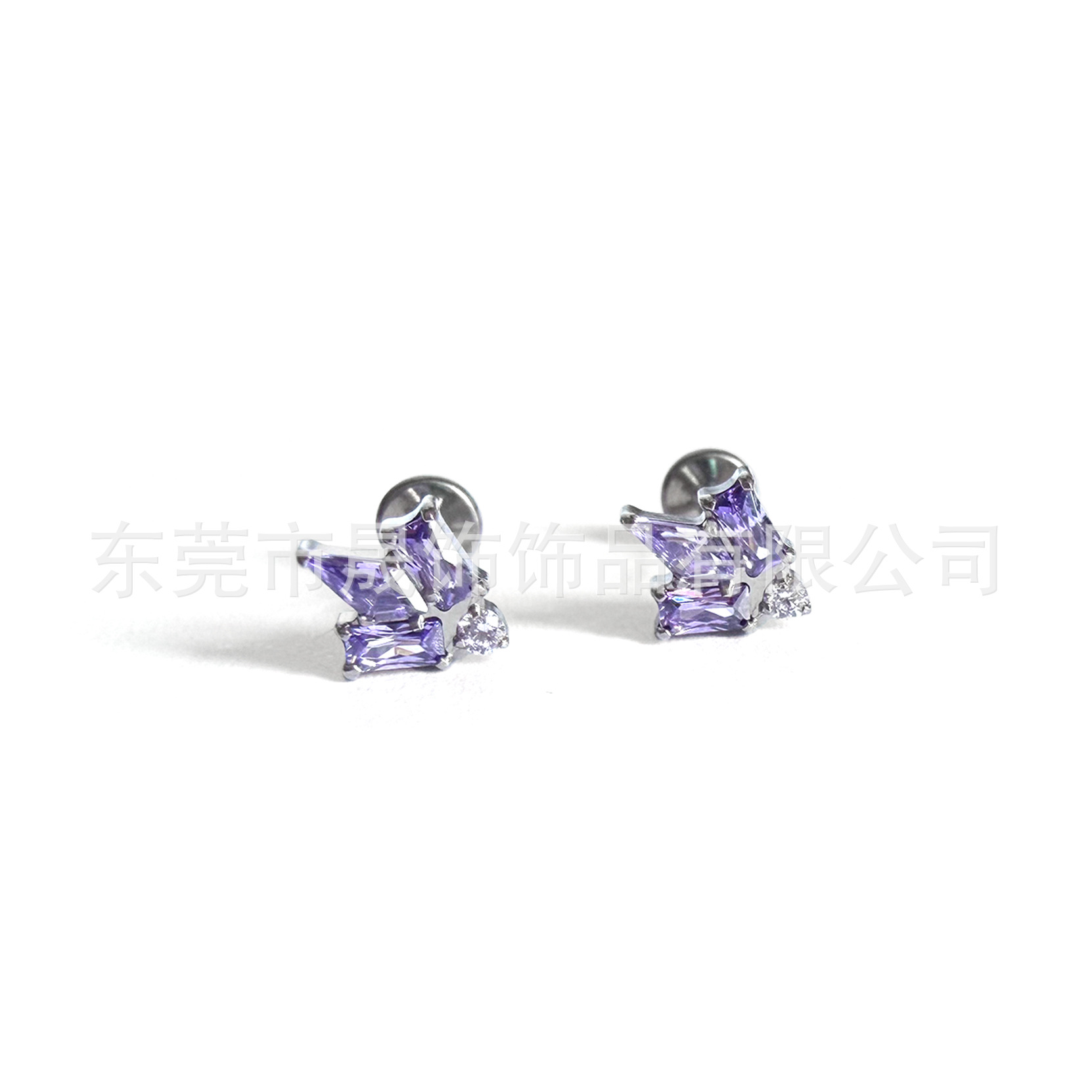 F136 Titanium Alloy Ear Stud 火炬 Studded 5A Cubic Zirconia Helix Cartilage Stud Internal Thread Labret Stud Piercing Jewelry 头