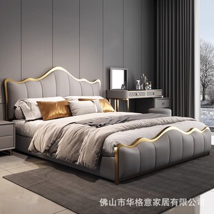 Light Luxury Leather Bed Master Bedroom High-end Atmospheric 2025 New Soft Bag Modern Retro Wedding 2 m Double Bed Storage