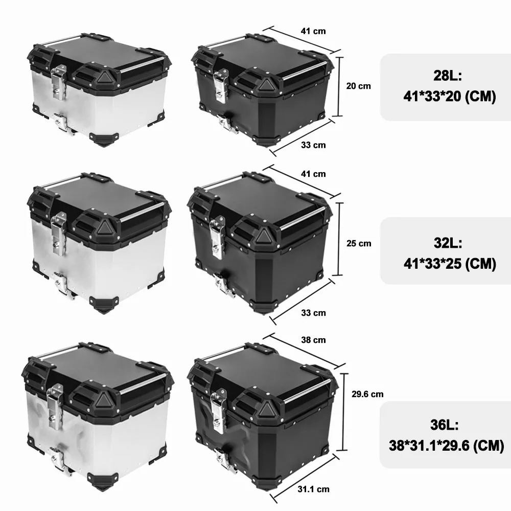 Universal 28L/32L/36L/45L/55L/65L/80L/85L/100L Motorcycle Universal Aluminum Alloy Tail Box