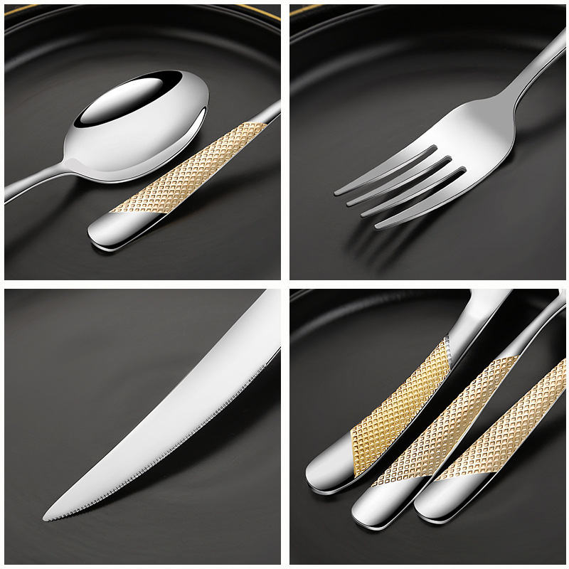 星ドリルステンレスナイフフォークスプーン創意軽豪華ホテル食器高級金メッキステーキナイフフォークセットアマゾン|undefined