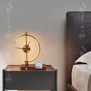 Cross-border Hot Sale Modern Light Luxury Creative Clock Table Lamp Dimmable Smart Charging Desktop Ornaments Gifts