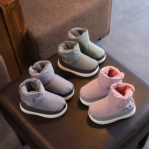 Children's cotton shoes EVA high-top down jacket cloth winter baby cotton slippers no slip home warmth outdoor small children's shoes 