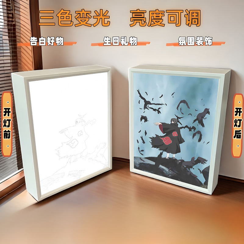 クリエイティブギフトライトペインティングナルトオビトdiy宇智波斑デジタル油絵フォトフレームテーブル装飾絵画|undefined
