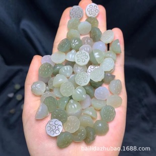 Factory Wholesale natural Hetian Jade Qinghai material Lotus pendant handmade DIY accessories dripping live supply