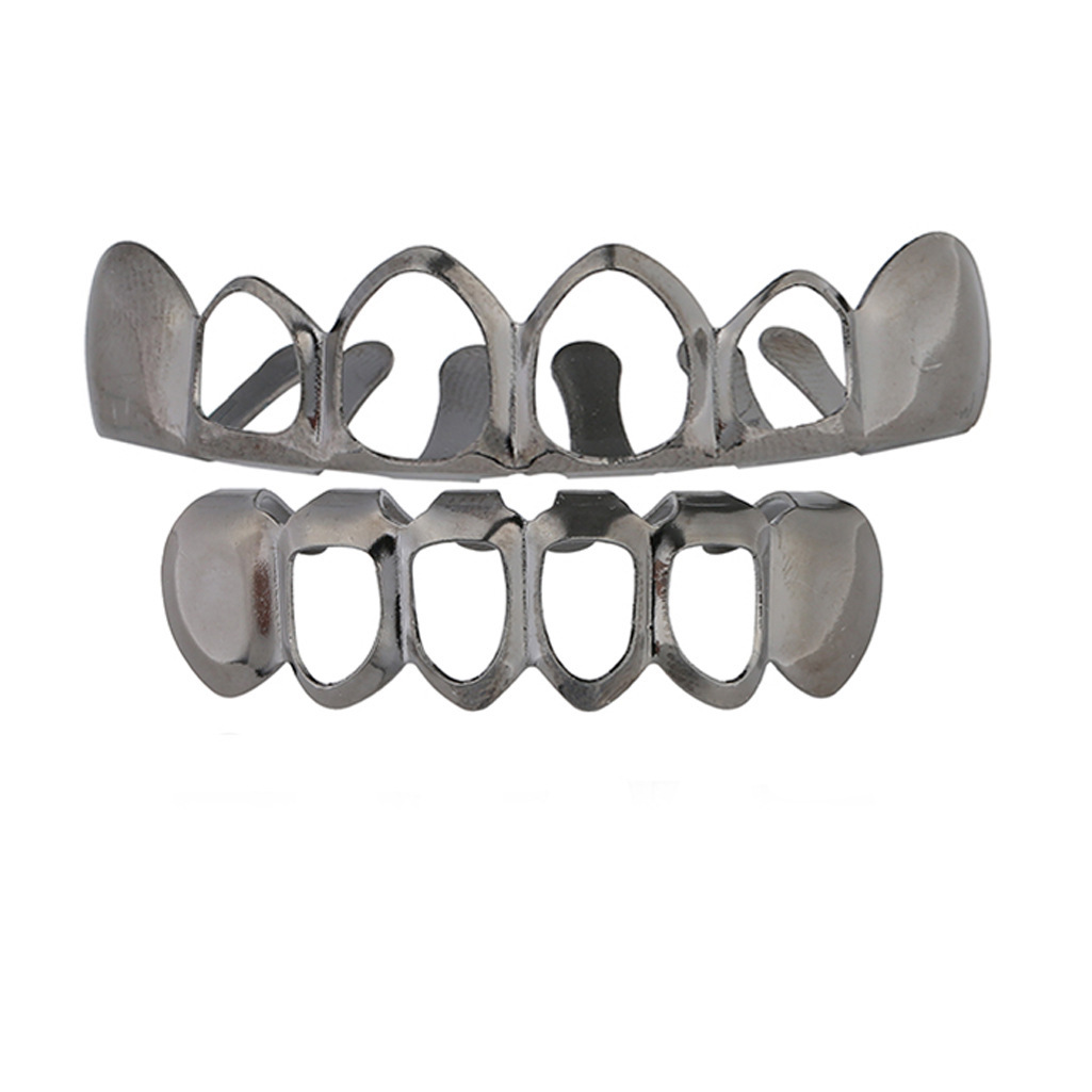 Europeo y americano nuevo hip hop personas real chapado en oro tirantes cóncavo-convexo Plaid textura hip hop tirantes grandes dientes de oro