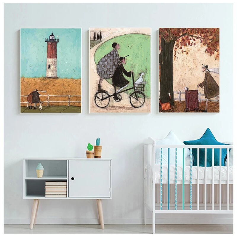 Retro Scandinavian Abstract Landscape Painting Dog Pet Canvas Painting Poster Painting Art Picture Living Room Home Decoration Painting Core