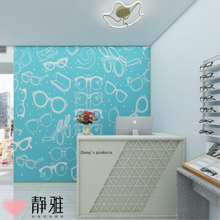 2023 Live Room Background Wallpaper Personality Creative Hand-painted Ophthalmic Institution Optometry Room Glasses Shop Background Wall Wallpaper