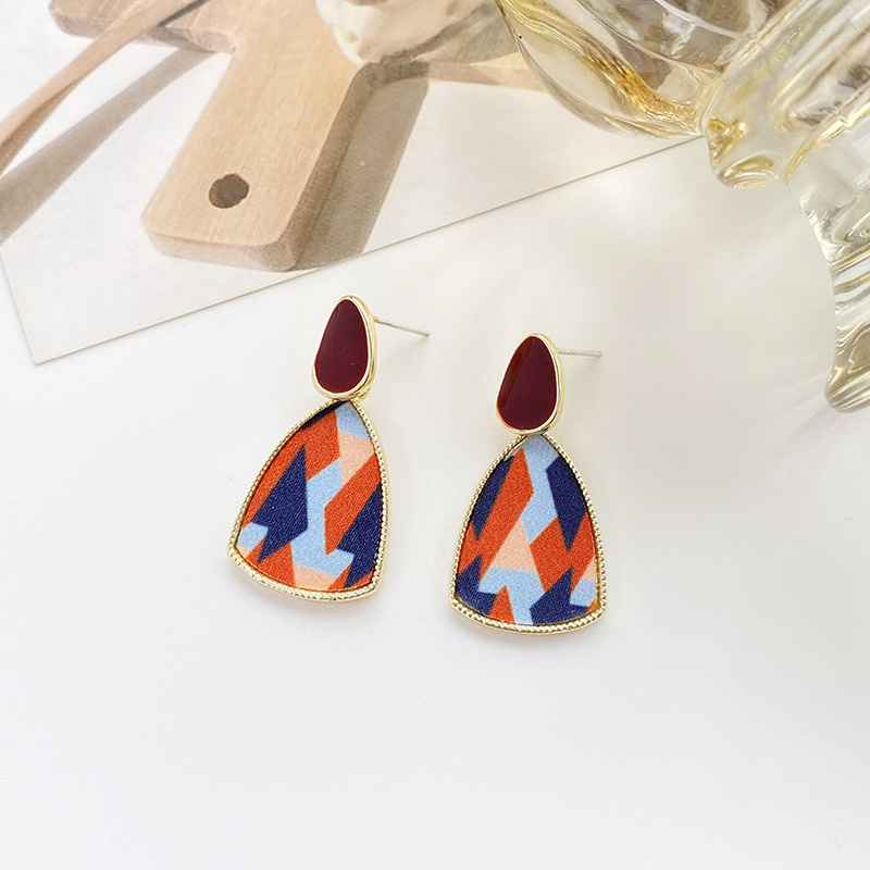 1 Pair Retro Color Block Enamel Alloy Drop Earrings display picture 3