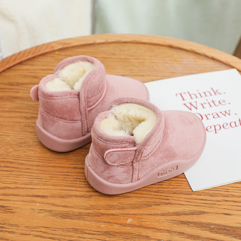 Scarpe invernali per bambini, con suola morbida e spessa, in cotone, con velcro, con parte superiore media, da passeggio_voghion.com