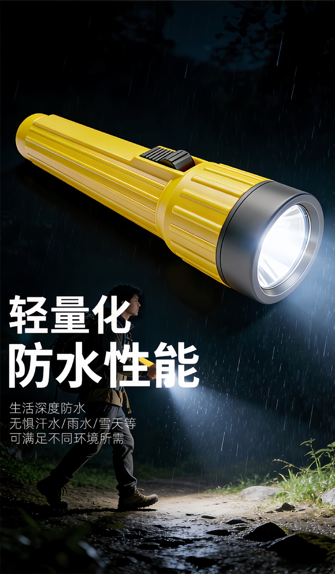 Cross-Border High-Brightness Long-Range Flashlight with Replaceable Battery for Emergency Lighting during Power Outages, Handheld Flashlight for Outdoor Camping