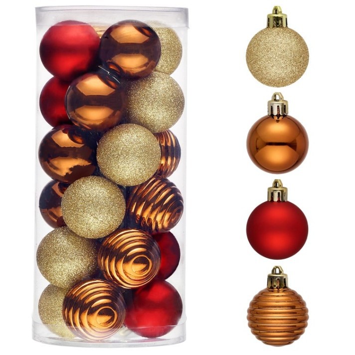 Barril transfronterizo de color bola de Navidad con forma de bola 4cm bola de plástico galvanizado colgante de decoración de árbol de Navidad