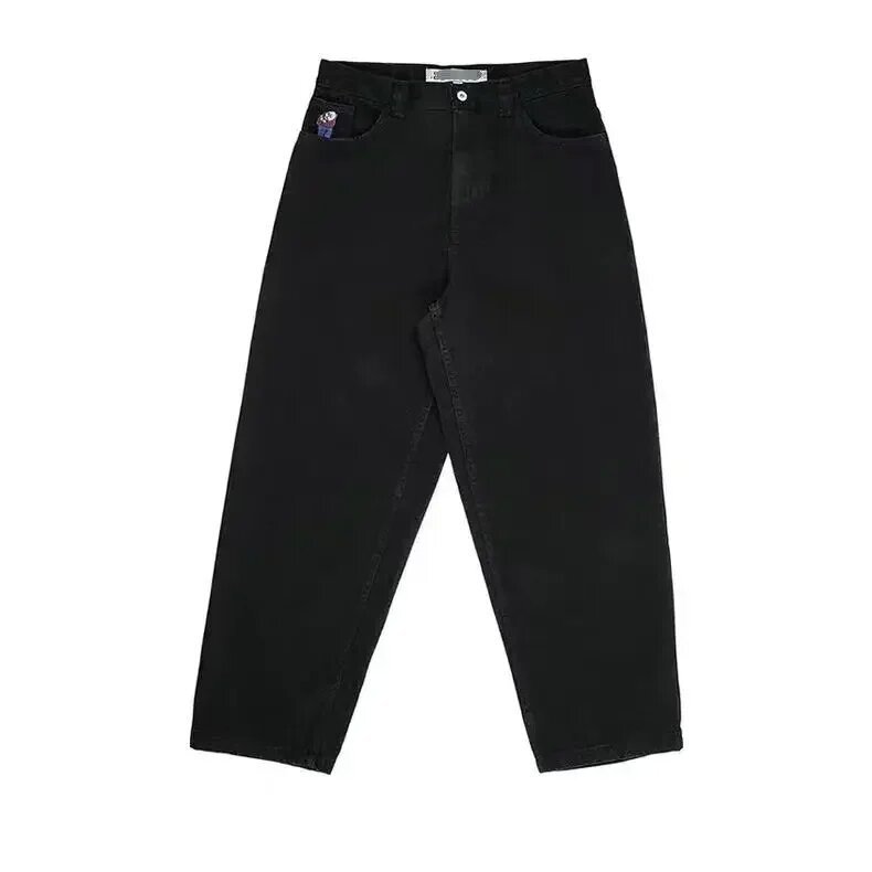 Polar Big Boy jeans Y2K Harajuku Hip Hop dibujos animados bordado azul pantalones vaqueros sueltos hombres