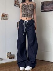 アメリカのレトロなストレートジーンズの女性の夏の薄いタイプの高い街の大衆のデザイン感がゆったりしていて、やせている感じがします。