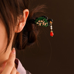 Jade hairpin with black sandalwood, daily Hanfu and qipao hairpin, updo hair accessory, modern Chinese style Mamian skirt accessory, ancient-style wooden hairpin