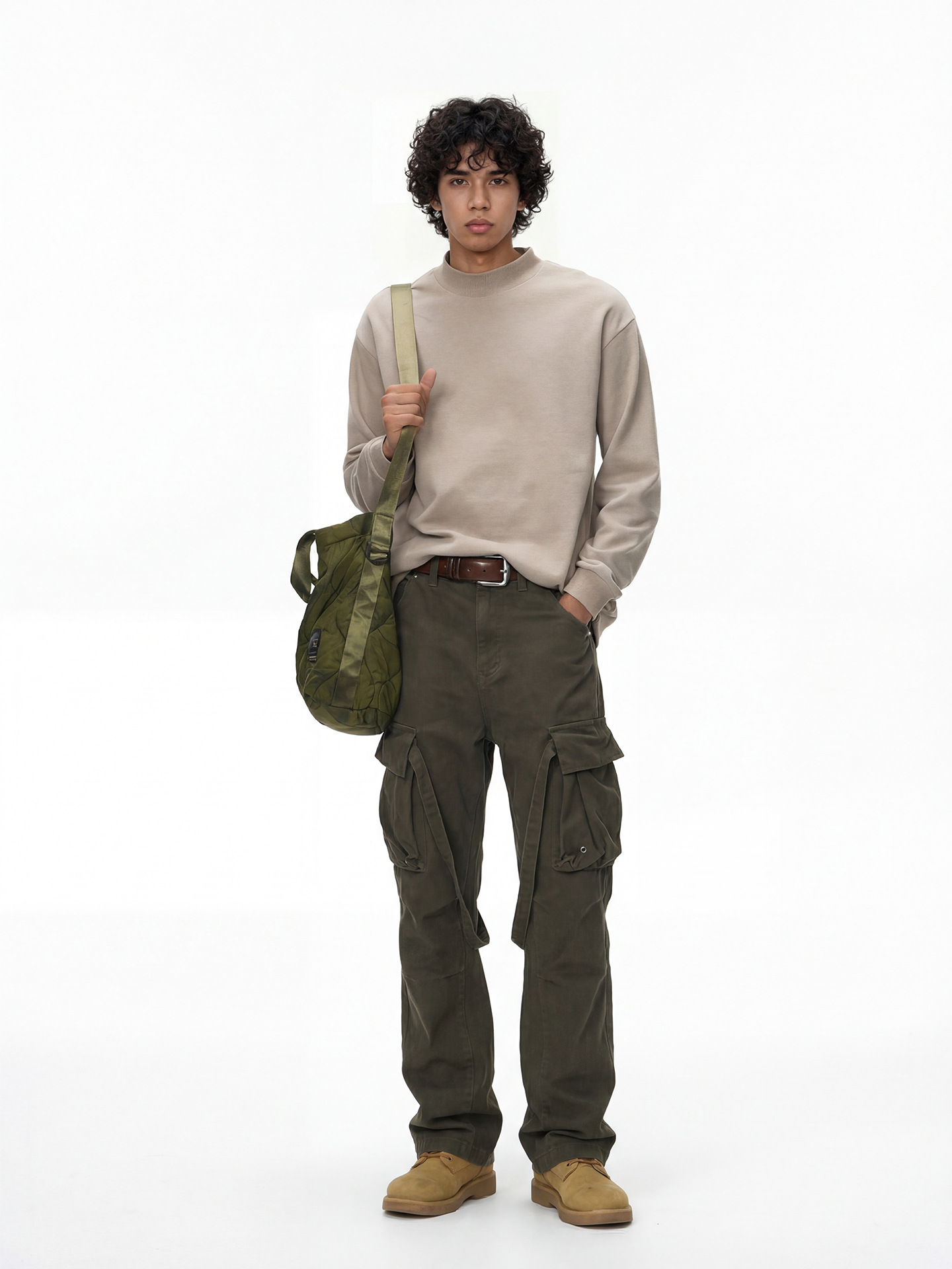 K Men's Workwear Strap Pants, Casual Retro Micro Flared Pants_voghion.com