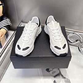 小香风老爹鞋女2025新款真皮拼色熊猫鞋舒适百搭厚底休闲运动女鞋