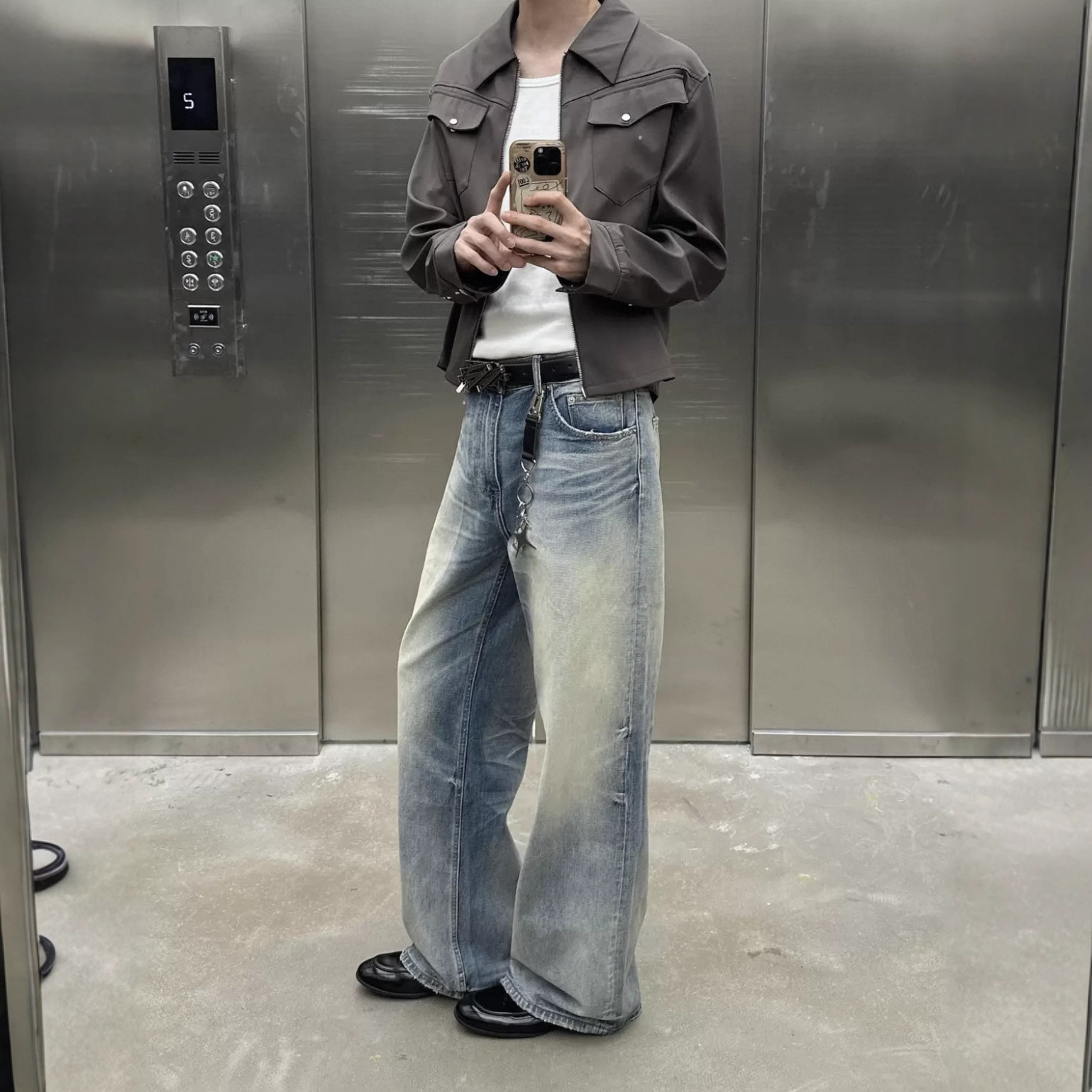 即墨自主 TBR 牛王系列05 A字版型水洗蓝直筒宽松cleanfit牛仔裤