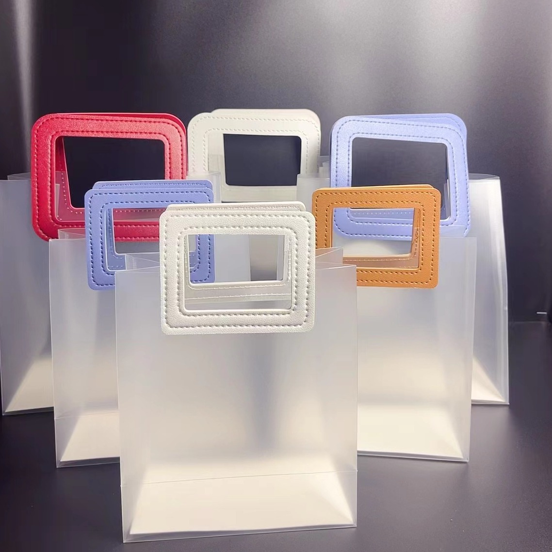 皮革手提透明pp手提袋伴手礼袋生日礼袋