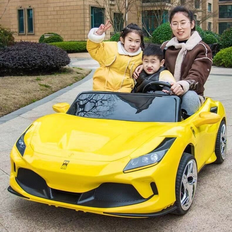 Coche eléctrico para niños coche de control remoto grande de dos asientos puede sentarse adultos niños y niñas bebé coche de juguete de carga de cuatro ruedas